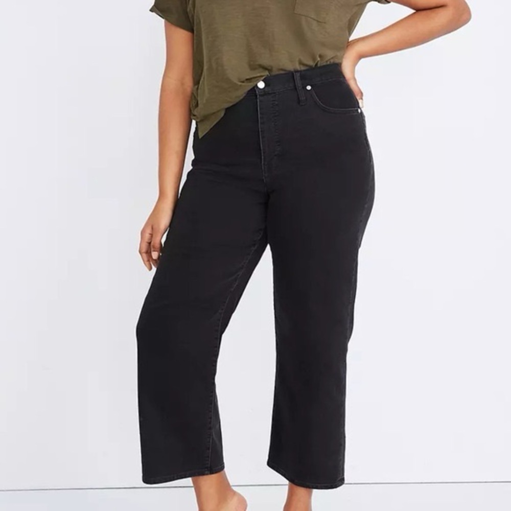 NWOT Madewell Lunar Black Slim Wide Leg Crop Size 28